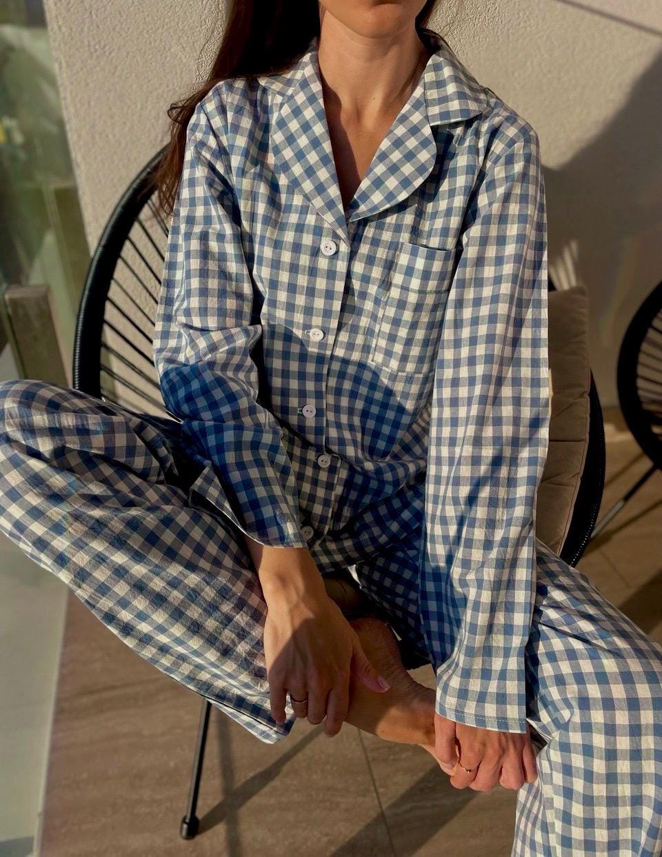 Organic Cotton Plaid Pajama Set: Women's Loungewear with pants or shorts