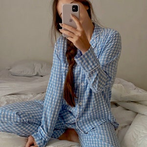 Cotton Pajamas Holiday Pajamas Bridal Pajama Long Sleeves Shirt and ...