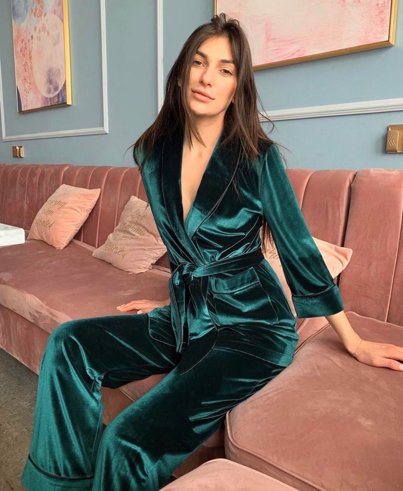 Women's Pink Velvet Pajama Luxirious Homewear Velour PJS Etsy