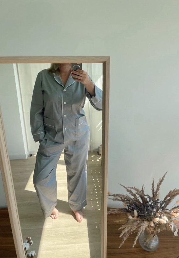 Organic Cotton Pajama Set Soft Sateen Women Sleepwear, Bridesmaid PJs