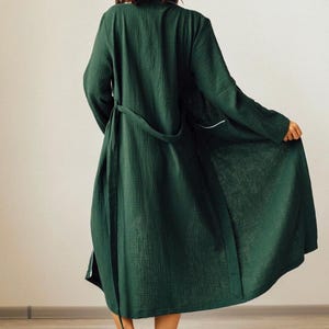 Mousseline katoenen badjas biologisch gaas badjas lichtgewicht kimono spa loungewear afbeelding 4