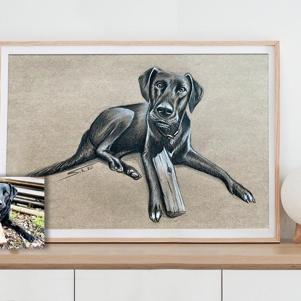 Weihnachtsgeschenk - Original Zeichnung Tier Portrait von deinem Haustier, Hund, Katze oder Elefant