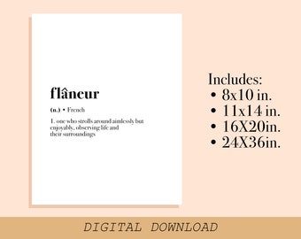 Flaneur Definition {Digital Download} Print