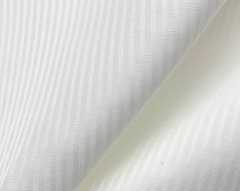 White Herringbone Pocketing Silesia | Lining Fabric - Custom Cut By the Yard | Bespoke Clothes Wedding Suit Shorts Trouser Pants Gift Slacks