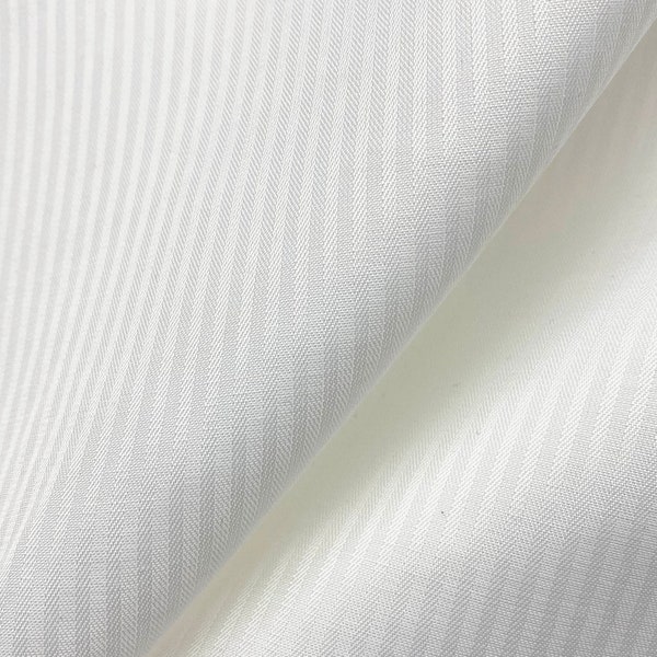 White Herringbone Pocketing Silesia | Lining Fabric - Custom Cut By the Yard | Bespoke Clothes Wedding Suit Shorts Trouser Pants Gift Slacks