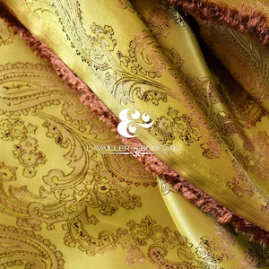 Bronze Gold Brown Paisley | Jacquard Lining Fabric - Custom Cut By the Yard | Necktie Formal Copper Country Rustic Metallic Bohemian Designs