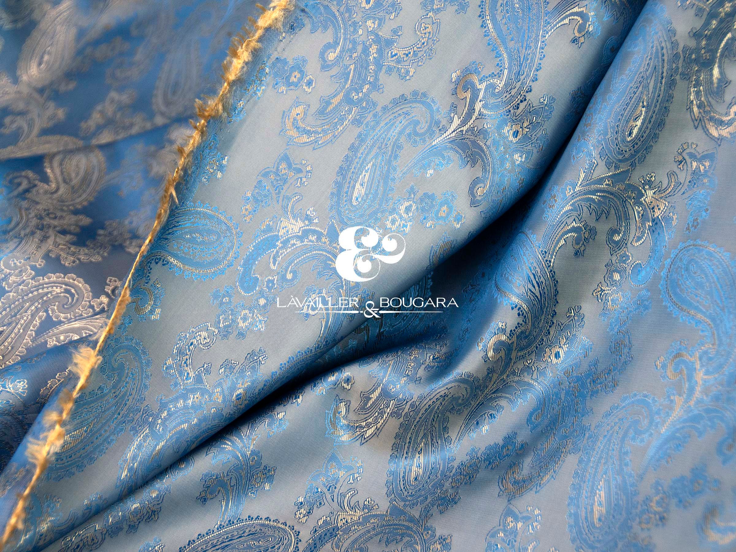 Blue Gold Light Paisley Jacquard Lining Fabric Custom Cut - Etsy