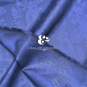 Blue Dark Paisley | Jacquard Lining Fabric - Custom Cut By the Yard | Classic Baby Boy Matching Suit Jacket Gloves Frame Bag Decades Stylish