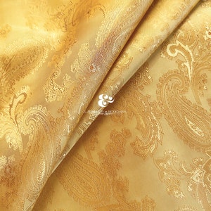 Geelgoud licht paisley | Jacquardvoeringstof: op maat gesneden | Sunshine jaren 60 70 stijl kostuum mode klaslokaal naaiblouse