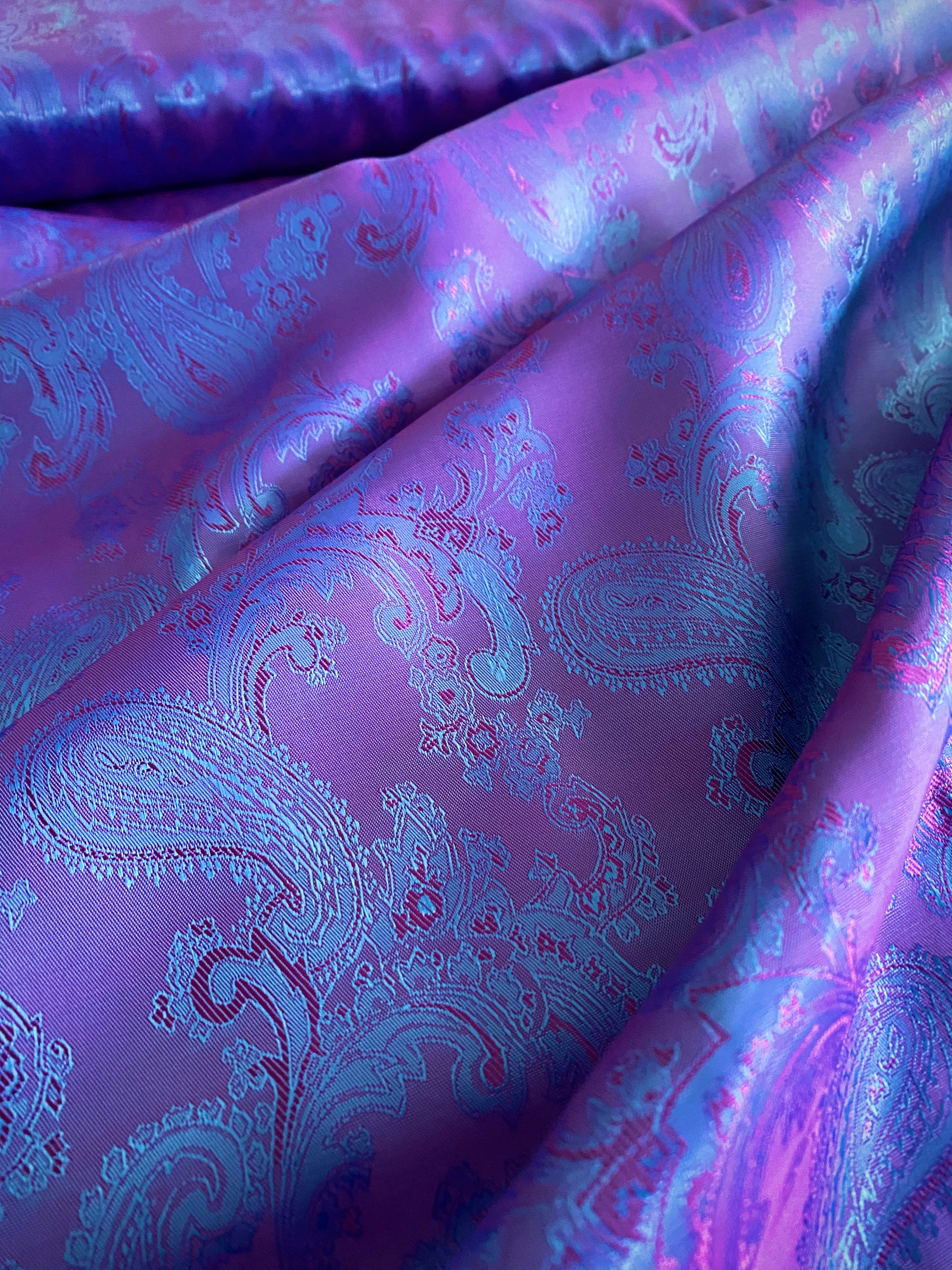 Indigo Blue Purple Jacquard Paisley Lining Fabric Iridescent - Etsy