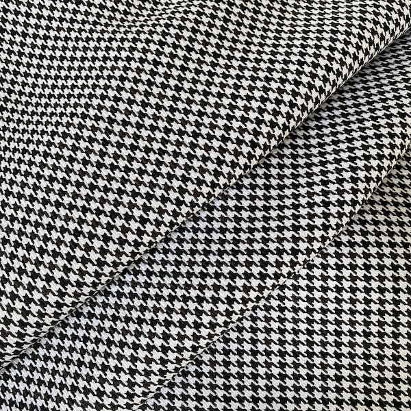 Black White Houndstooth Wool | Suiting Fabric - Custom Cut By the Yard | Loose Weave Formal Clothes Weddings Prom Vests Style Recliner Suit