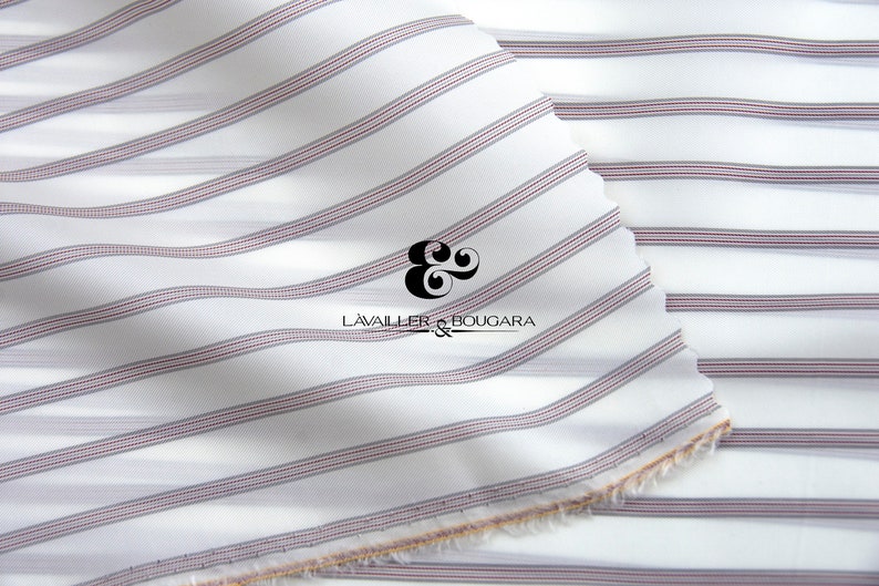 Cupro Bemberg Striped Sleeve | Jacquard Lining Fabric - Custom Cut By the Yard | Silk Cotton Suit Jacket Blazer Over Coat Tailor Herringbone image 4