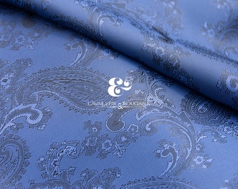 Navy Blue Dark Paisley | Jacquard Lining Fabric - Custom Cut By the Yard | Gift Wrapping One Color Costumes Royal Wholesale Shining Luggage