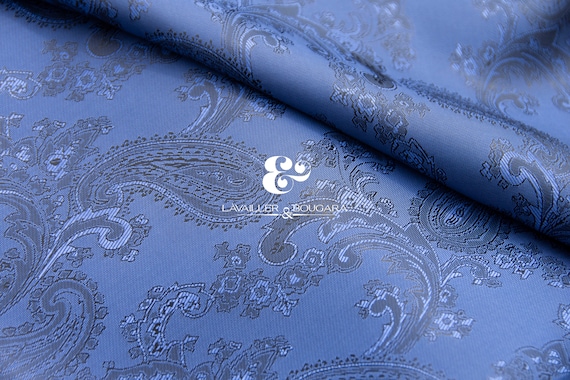 Navy Blue Dark Paisley | Jacquard Lining Fabric - Custom Cut By the Yard | Gift Wrapping One Color Costumes Royal Wholesale Shining Luggage