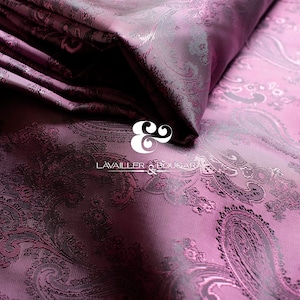 Purple Black Muted Paisley | Jacquard Lining Fabric - Custom Cut By the Yard | Kimono Sewing Top Suit USA Pocket Square Luxury Brand Formal
