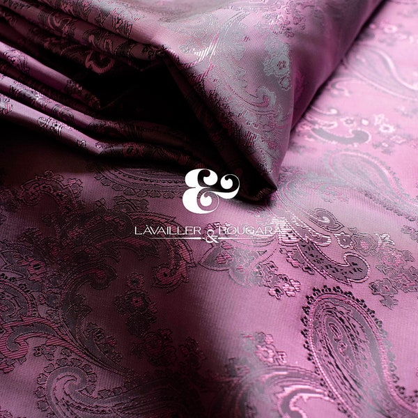 Purple Black Muted Paisley | Jacquard Lining Fabric - Custom Cut By the Yard | Kimono Sewing Top Suit USA Pocket Square Luxury Brand Formal