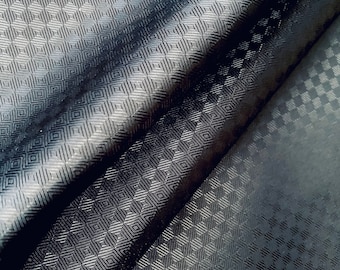 Black Dark Checkerboard | Jacquard Lining Fabric - Custom Cut By the Yard | Geometric Diamonds Holiday Home Decor Sport Coat Quilted Bag 50s