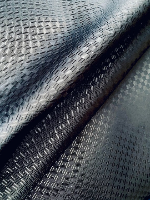 Black Dark Checkerboard Jacquard Lining Fabric Custom Cut by the