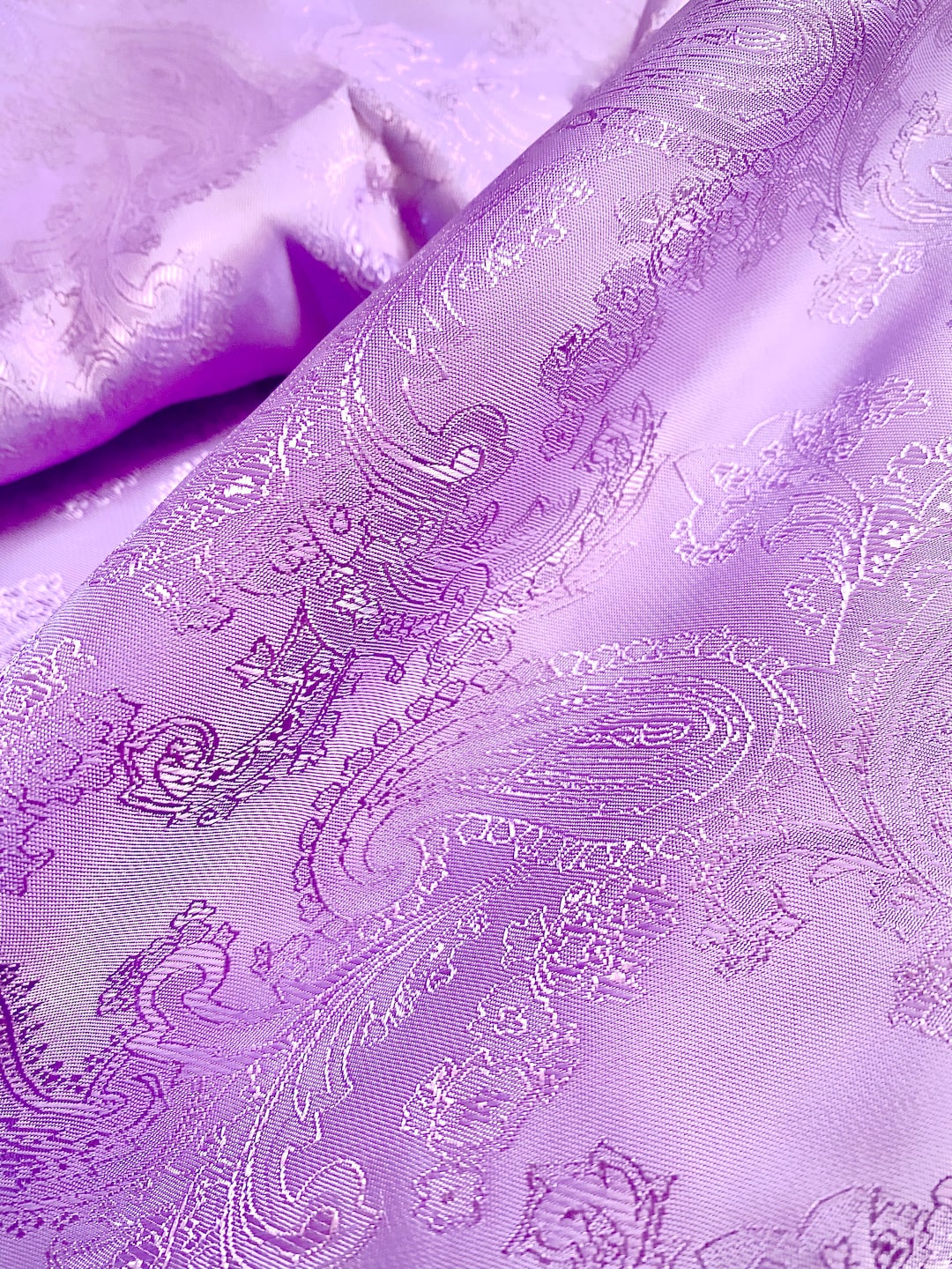Lavender Purple Light Paisley | Jacquard Lining Fabric - Custom