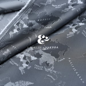 Zilveren donkere atlas | Jacquardvoeringstof: op maat gesneden | Wereldkaart Globe Cameratas Vest Project Metallic Cosplayer Travels 30s