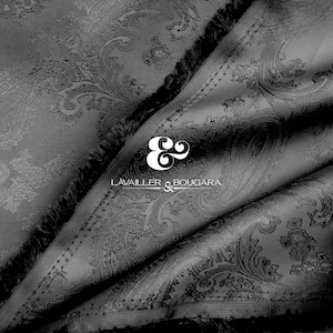 Black Dark Paisley | Jacquard Lining Fabric - Custom Cut By the Yard |  Suit Fully Lined Doctors Bag Trending Upholstery Repeating Quilting