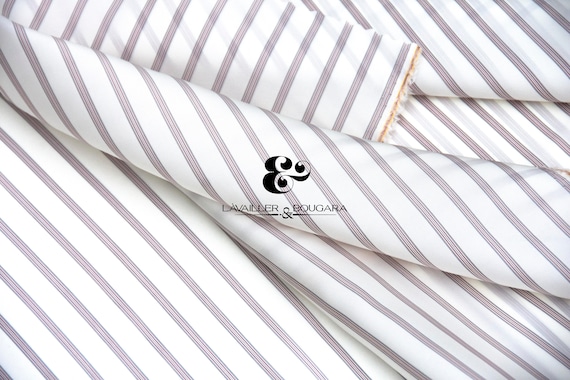 Cupro Bemberg Striped Sleeve | Jacquard Lining Fabric - Custom Cut By the Yard | Silk Cotton Suit Jacket Blazer Over Coat Tailor Herringbone