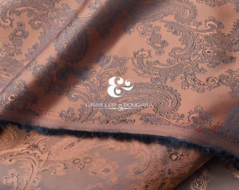 Brown Black Dark Paisley | Jacquard Lining Fabric - Custom Cut By the Yard | Bestselling Sewing Upholstery Drapery Design Briefcase Trousers