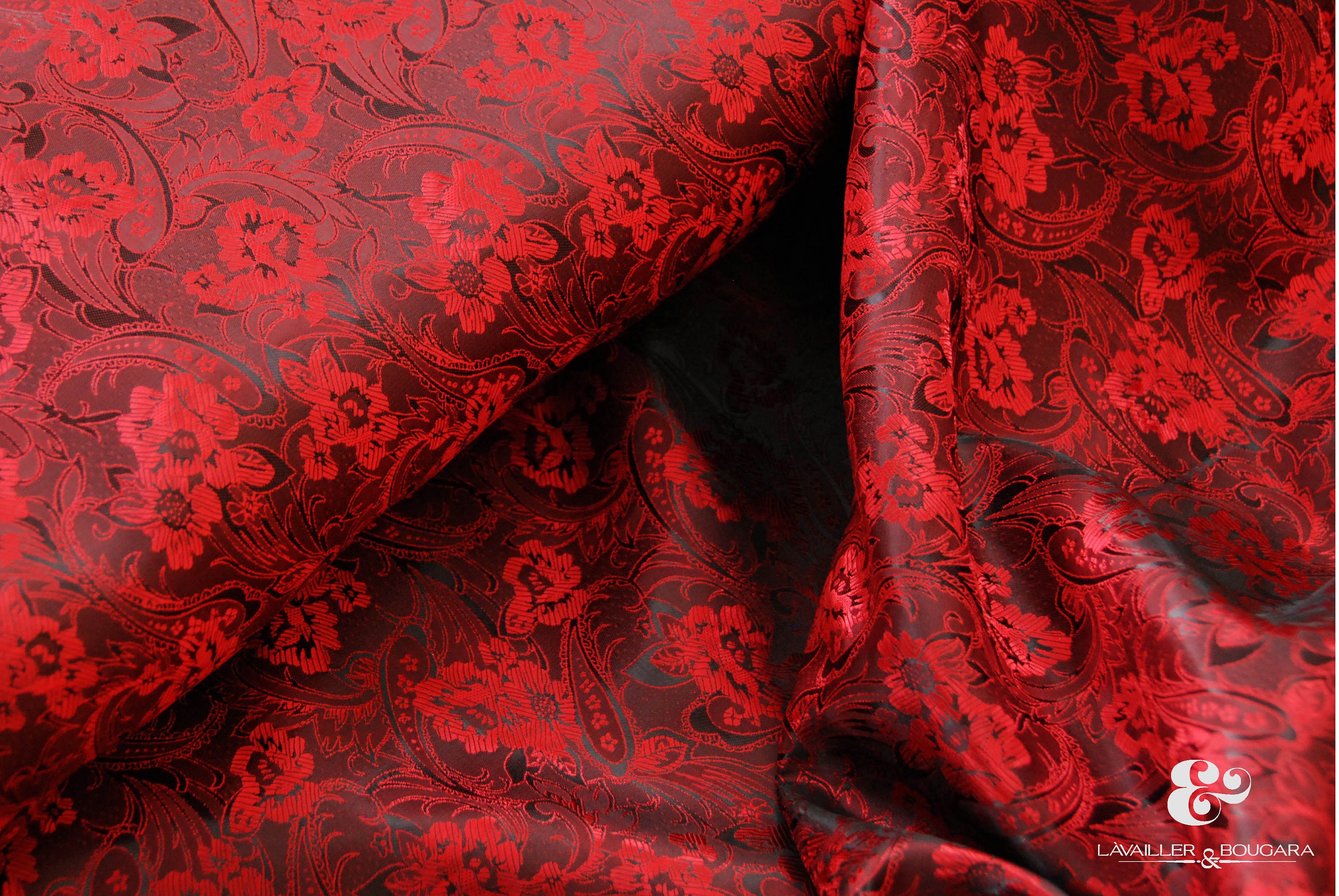 Red Black Dark Floral Paisley Jacquard Lining Fabric Woven - Etsy