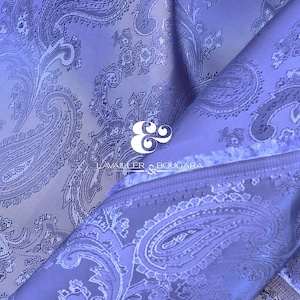 Blue Light Muted Paisley | Jacquard Lining Fabric - Custom Cut By the Yard | Precut Craft Homes Shades Repeating Quilt Faded Pocket Squares