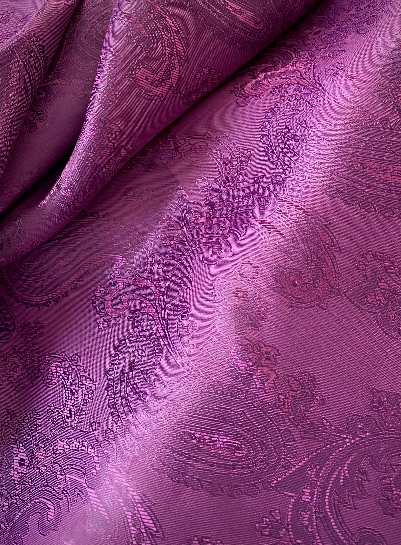 Violet Purple Dark Paisley Jacquard Lining Fabric Silky | Etsy