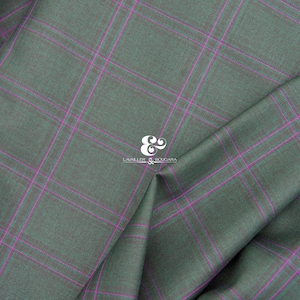 Purple Green Glen Check Super 180s Wool Cashmere | Suiting Fabric - Custom Cut By the Yard | Window Pane Outfit Men Form Bespoke Winter Coat