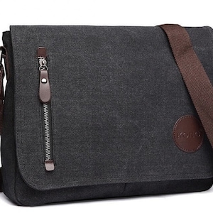 Men's Classic Expanding Messenger Bag, Canvas Shoulder Bag, Laptop bag