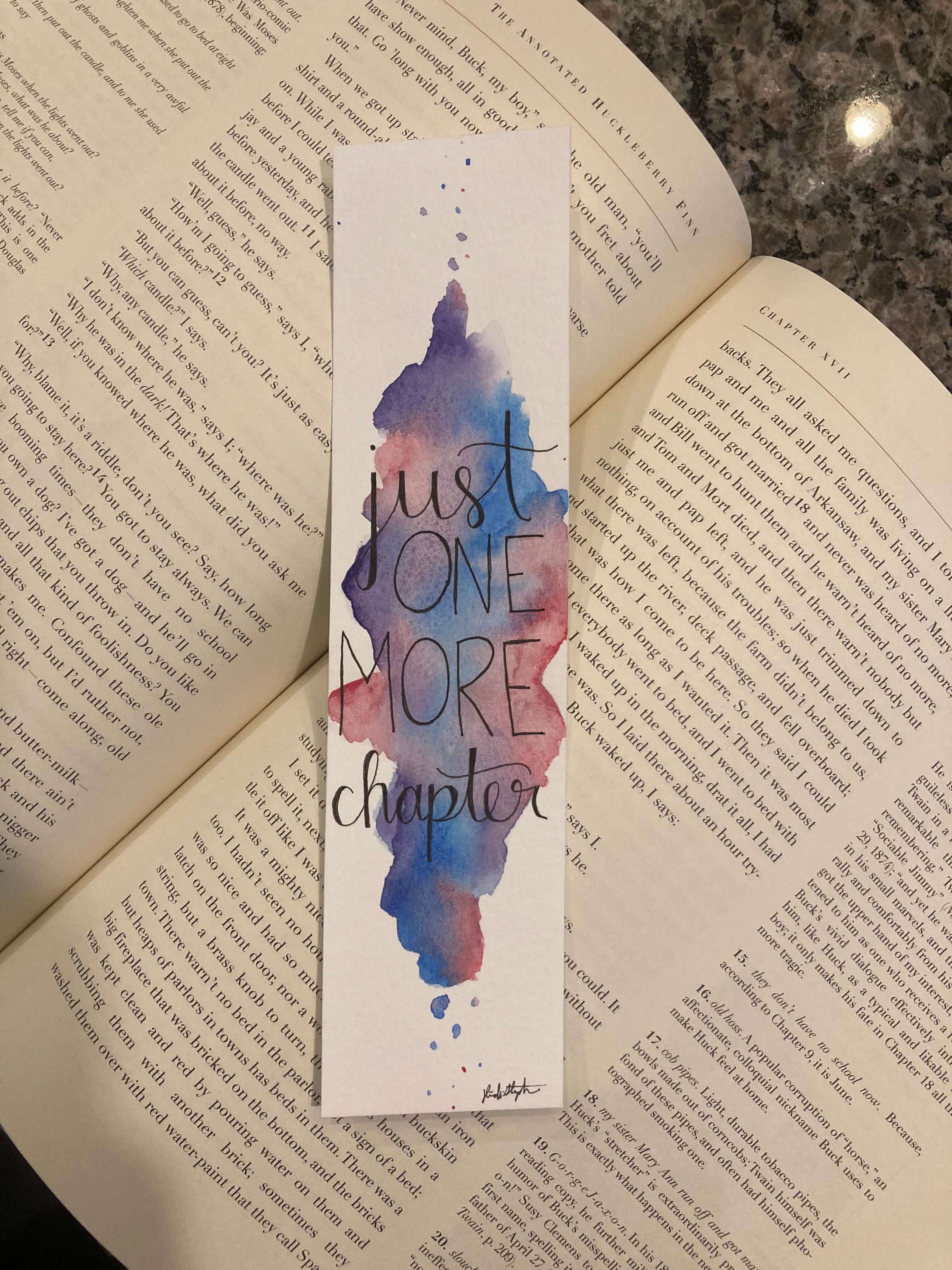 Just one more chapter bookmark with color splash hand painted Etsy