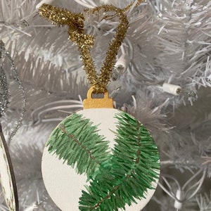 Round Wooden ornament with ribbon-- 3 inch bauble