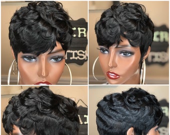 Short Pixie Cut Wig: Glueless Human Hair Wig