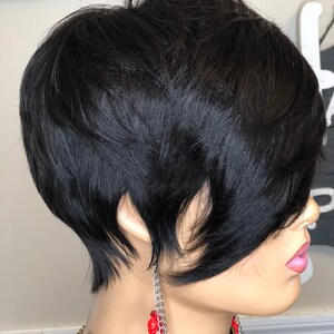 Short Wig/ Simple Pixie Cut/ Human Hair/ Feather Bang/natural - Etsy