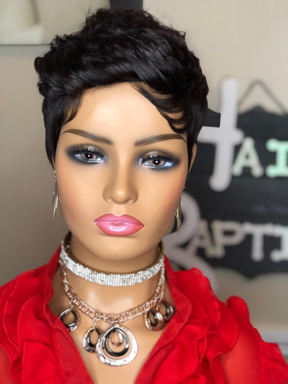 Short Black Pixie Cut Wig: 100% Human Hair, Glueless - Etsy display picture 1