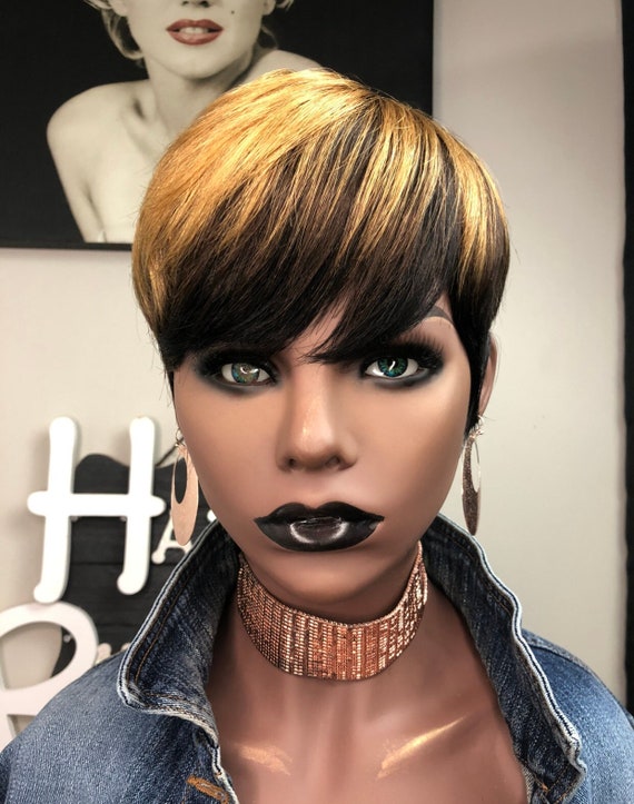 Honey Blonde Pixie Cut Wig: Glueless Human Hair Unit - Etsy