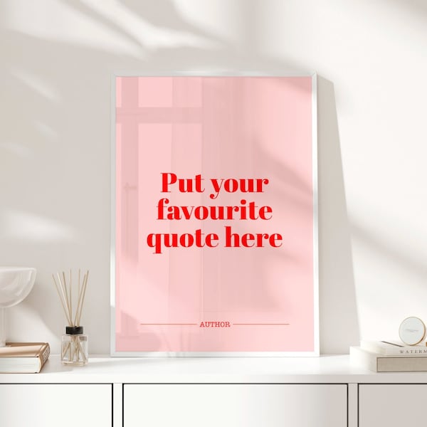 Pink And Red Personalised Print, Unframed 4x6/5x7/8x10/A6/A5/A4/A3/A2/A1, Custom Kitchen/Bedroom/Living Room/Bathroom Text Art Print Poster