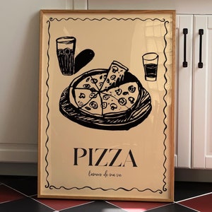 Stampa di pizza, serie L'amour De Ma Vie, senza cornice, formato A4-A1, 8x10-24x36, illustrazione di cibo da cucina, decorazione da parete per gallerie d'arte