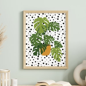 Monstera Print, Botanical Wall Art, Unframed 4x6/5x7/8x10/A6/A5/A4/A3/A2/A1, Polka Dot, Bathroom/Living Room/Bedroom, Art Print image 2