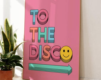 Funky Disco Wall Art Print: Colourful Home Decor