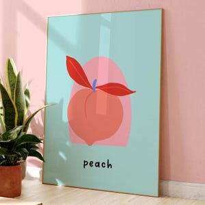 Peach Print: Retro Kitchen Decor, Abstract Wall Art