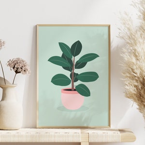Plant Print, Mint Green Print, Unframed 4x6/5x7/8x10/A6/A5/A4/A3/A2/A1, Pastel Home Decor, Bathroom/Bedroom/Kitchen Print, Illustration