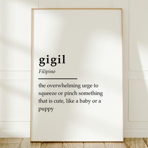 Impresión con frase "Gigil", sin marco, tamaño A4-A1, 8x10-24x36, póster con frase en filipino, palabra en tagalo, decoración para sala de estar.