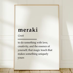 Meraki Definition Print: Greek Word Art