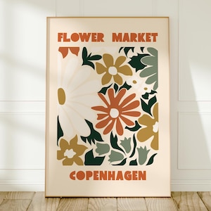 Stampa del mercato dei fiori di Copenaghen: illustrazione botanica astratta, decorazione neutra