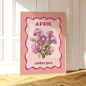 Lámina de flores de nacimiento de abril, sin marco, tamaño A4-A1, 8x10-24x36, arte mural colorido, regalo para un amigo, sala de estar, dormitorio, cocina y baño.