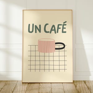 Pink Coffee Mug Print: Minimalist Kitchen Wall Art