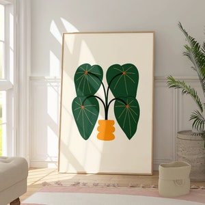 Boho House Plant Print: Yellow Pot Botanical Wall Art